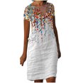 thumbnail image 2 of SMihono Robe d'Été Bohème pour Femmes Grande Taille Robes à Manches Courtes Mode Fleurs Imprimées Taille Robe d'Été Col en V Longueur Genou, 2 of 5