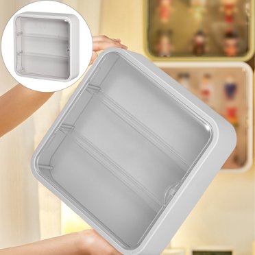 Wall-Mounted Storage Display Rack (Moon White), Display Cabinet for Mini Figures Clear Stackable with Adjustable Shelves Wall Mounted or Desktop Acrylic Case for Home Clinic Pantry, 1X Display Stand