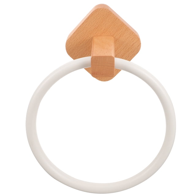 SHISUYAN FRCOLOR 1 Set Hand Towel Holder Bathroom Ring Wooden Hanger for Kitchen Cloth