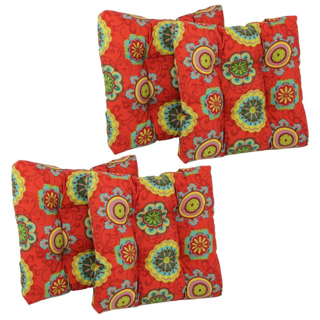 19-inch Squared Spun Polyester Tufted Dining Chair Cushion (Set of Four)