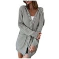 thumbnail image 1 of CEHVOM Women's Solid Color Cardigan Wool Sweater Pocket Recreational Long Sleeve Tops Clearance, 1 of 8