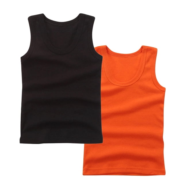 StSilkitty Lot de 2 Camisoles pour Garçons Filles Coton Couleur Unie Sans Manches Col Rond Blouses Haut Doux et Respirant
