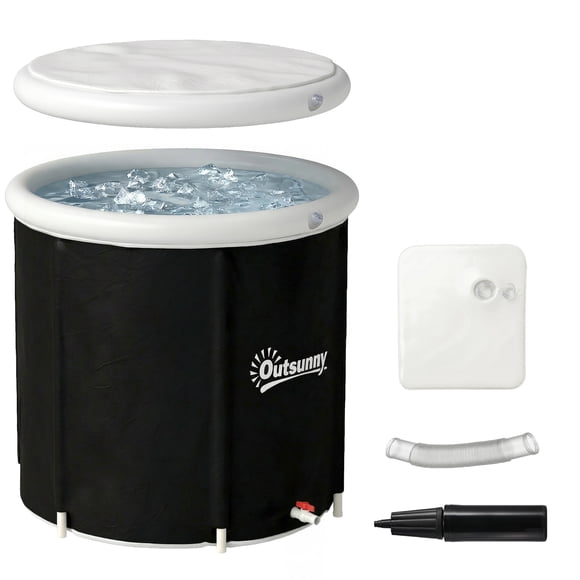 Outsunny Baignoire de Glace pour Athlètes, Baignoire à Plongeon Froid de 71 Gal avec Couvercle