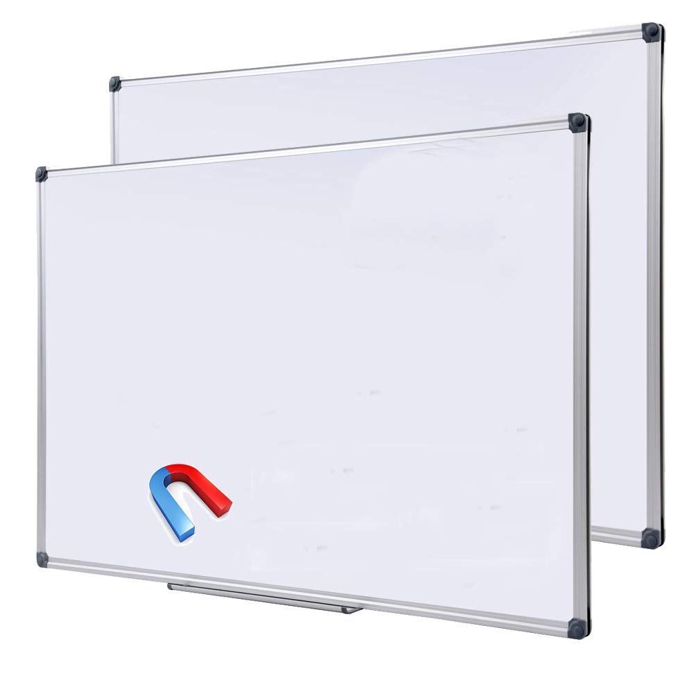 DexBoard 2 Pack 48 x 36 Large Magnetic Dry Erase Board with Removable Marker Tray| Commercial Quality Wall-Mounted Aluminum Message Presentation White Board for Home Office Classroom