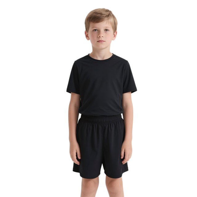 TOPTIE Short de Soccer pour Grands Garçons Jeunesse, Shorts de Course de 8 Pouces avec Poches-Noir-G/ 14-16