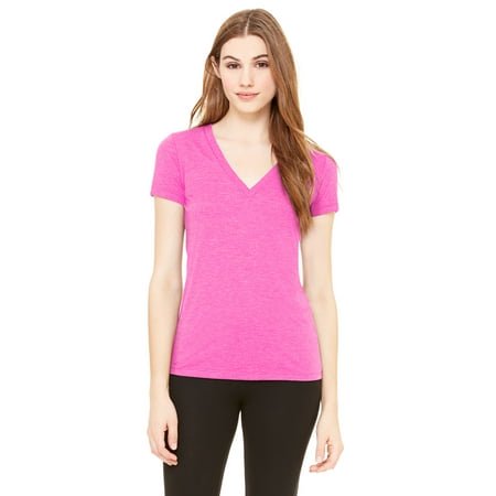 Bella + Canvas T-Shirt à Manches Courtes Col en V Profond pour Femmes