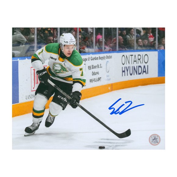 Easton Cowan Photo 8x10 de la Course de la Rondelle des London Knight Signée