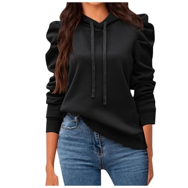 Femmes Décontracté Manches Longues Bouffantes Chandails à Capuchon à Cordon Chandails Molletonnés à Enfiler Coupe Ample Chemises Unies Mode d'Automne Chandail Molletonné Tunique à Capuche Chandail Molletonné Femmes Femmes Chandail Mince Chandail Molletonné Couleur Femmes Ajusté