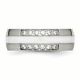 thumbnail image 4 of Bague en Céramique Blanche Polie en Acier Inoxydable CZ Taille 8, 4 of 7