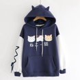 thumbnail image 2 of Femmes Chandail à Capuchon Chat Mignon Manches en Coton Hauts Blouse Mode Chandail, 2 of 3