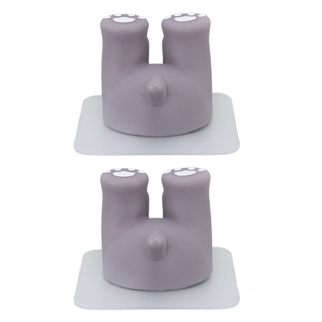 2 Pcs Cute Animal Design Toothbrush Holder, Wall Mounted Stand For Bathroom With No Drill Tail Storage Rack