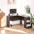 thumbnail image 2 of HOMCOM Bureau en Forme de L, Bureau d'Angle pour Ordinateur, Table PC avec 2 Étagères de Rangement, Poste de Travail pour Bureau à Domicile, Marron, 2 of 9