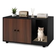 thumbnail image 1 of Costway Wooden Cat Litter Box Enclosure, Hidden Litter Box Furniture with Scratching Board Black, 1 of 10
