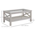 thumbnail image 3 of HOMCOM Table Basse Style Ferme avec Dessus en Verre Trempé et Tablette de Rangement Inférieure, pour Salon et Chambre, 3 of 10