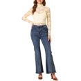 thumbnail image 2 of INSPIRE CHIC Haut Transparent pour Femme à Manches Longues Col Roulé Blouse en Dentelle Florale Transparente TP Beige, 2 of 7