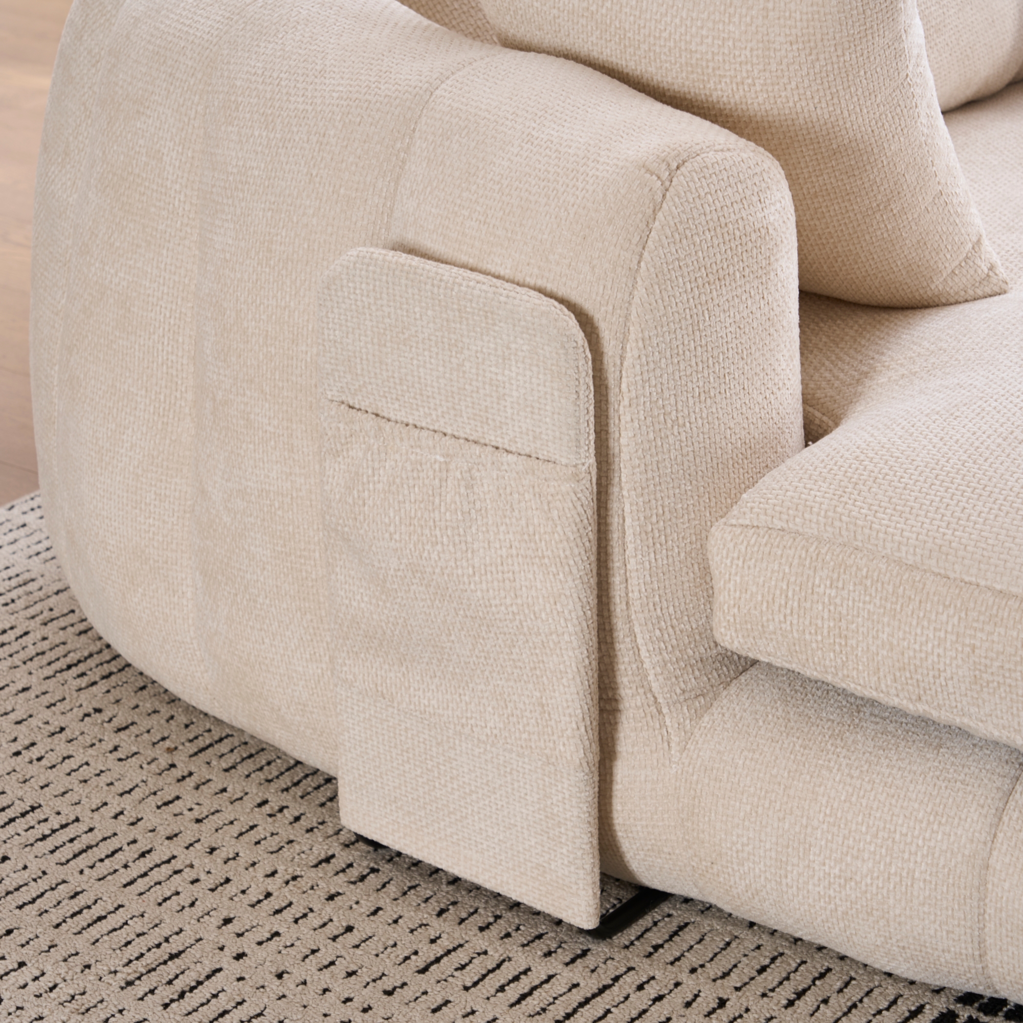Chaise longue Noble House surdimensionnée, canapé-lit profond en chenille, beige