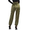 thumbnail image 3 of Unique Bargains Women's Drawstring Elastic High Rise Silky Satin Cargo Pants, 3 of 7