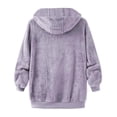 thumbnail image 4 of Qertyioot Mode Pull à Fermeture Éclair Col en V Manches Longues Blouse à Capuche Chandail en Molleton, 4 of 6