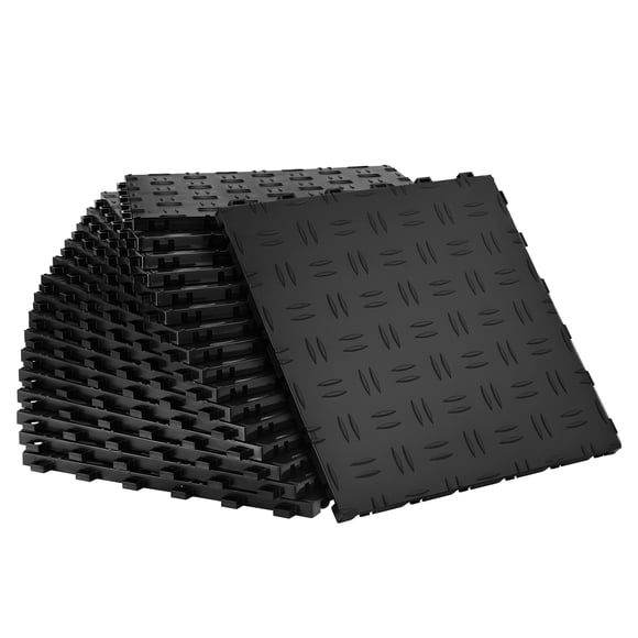 KFFKFF Carreaux de Garage Emboîtables, 12 x 12 x 0,53 Po Lot de 25, Carreaux de Protection pour Plancher de Garage, Carreaux de Plancher de Garage à Texture Antidérapante, Idéal pour Garages, sous-Sols, Noir