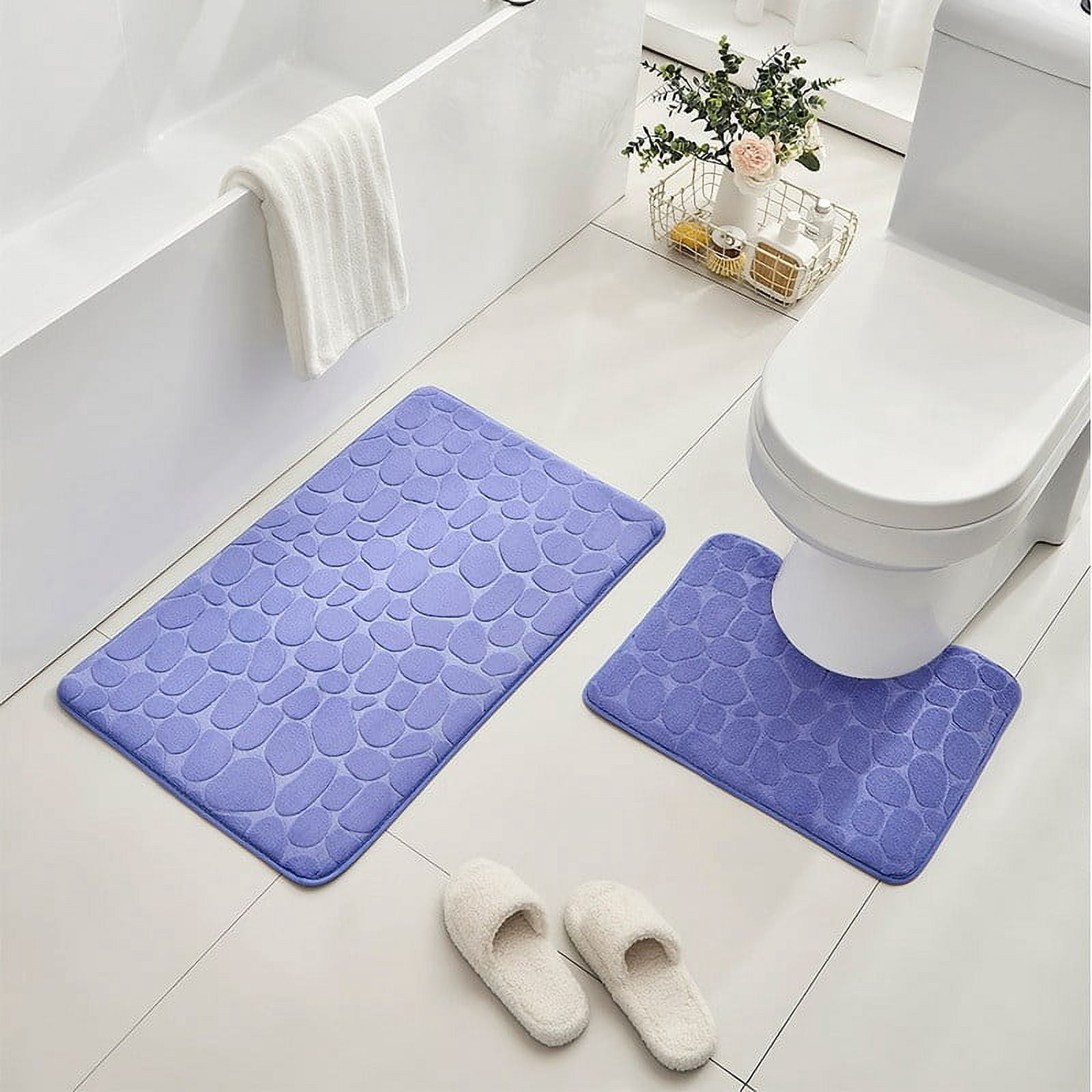 Dvkptbk Bathroom Rugs and Bath Mat Set Non Slip Absorbent Stain Resistant Quick Dry Washable Bathroom Rug Bath Mats for Bathroom Floor Tub Sink Shower Mat Easy Care (16"x24"+16"x20")