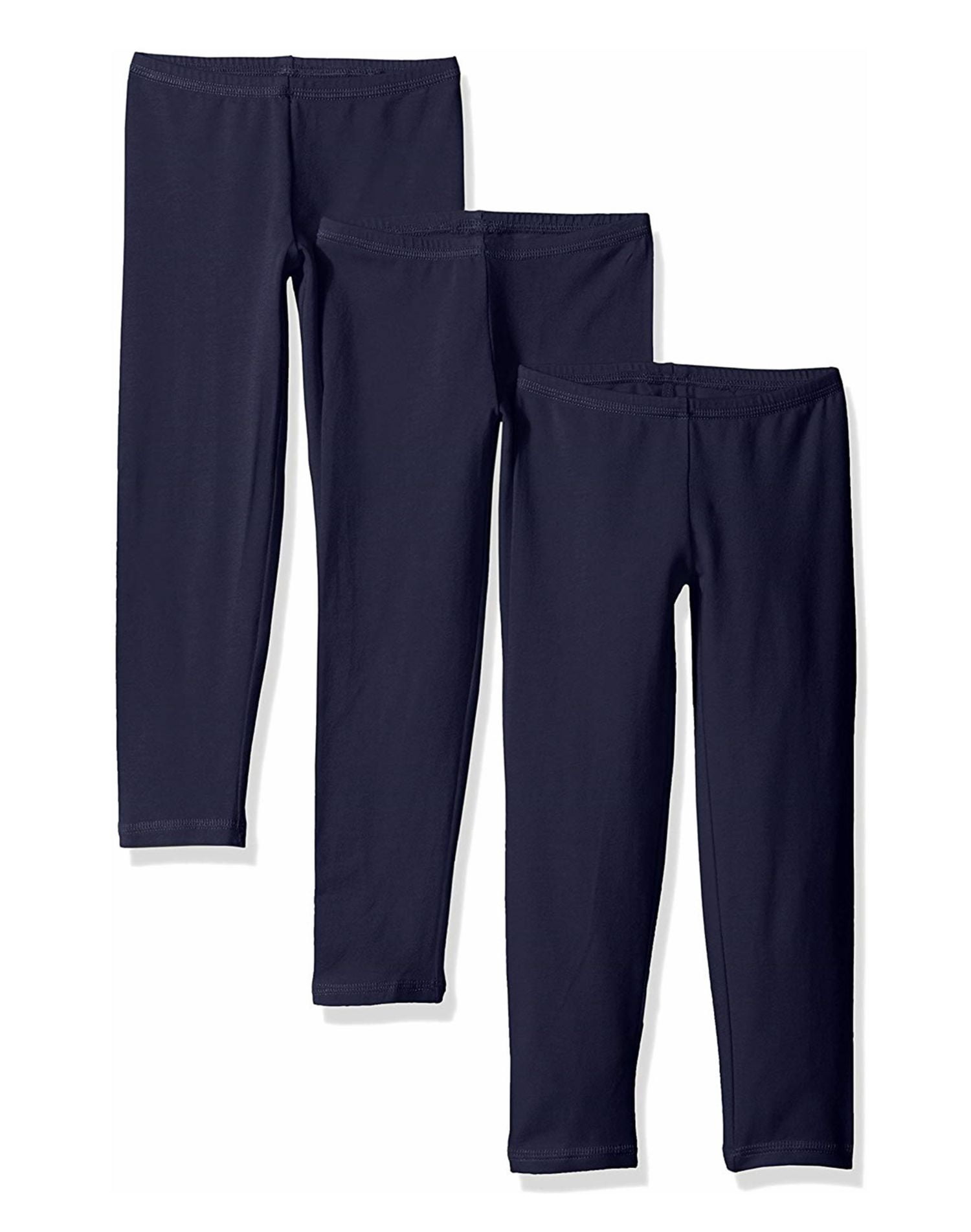 Hanes Girls Jersey Legging 3-Pack, S, Navy