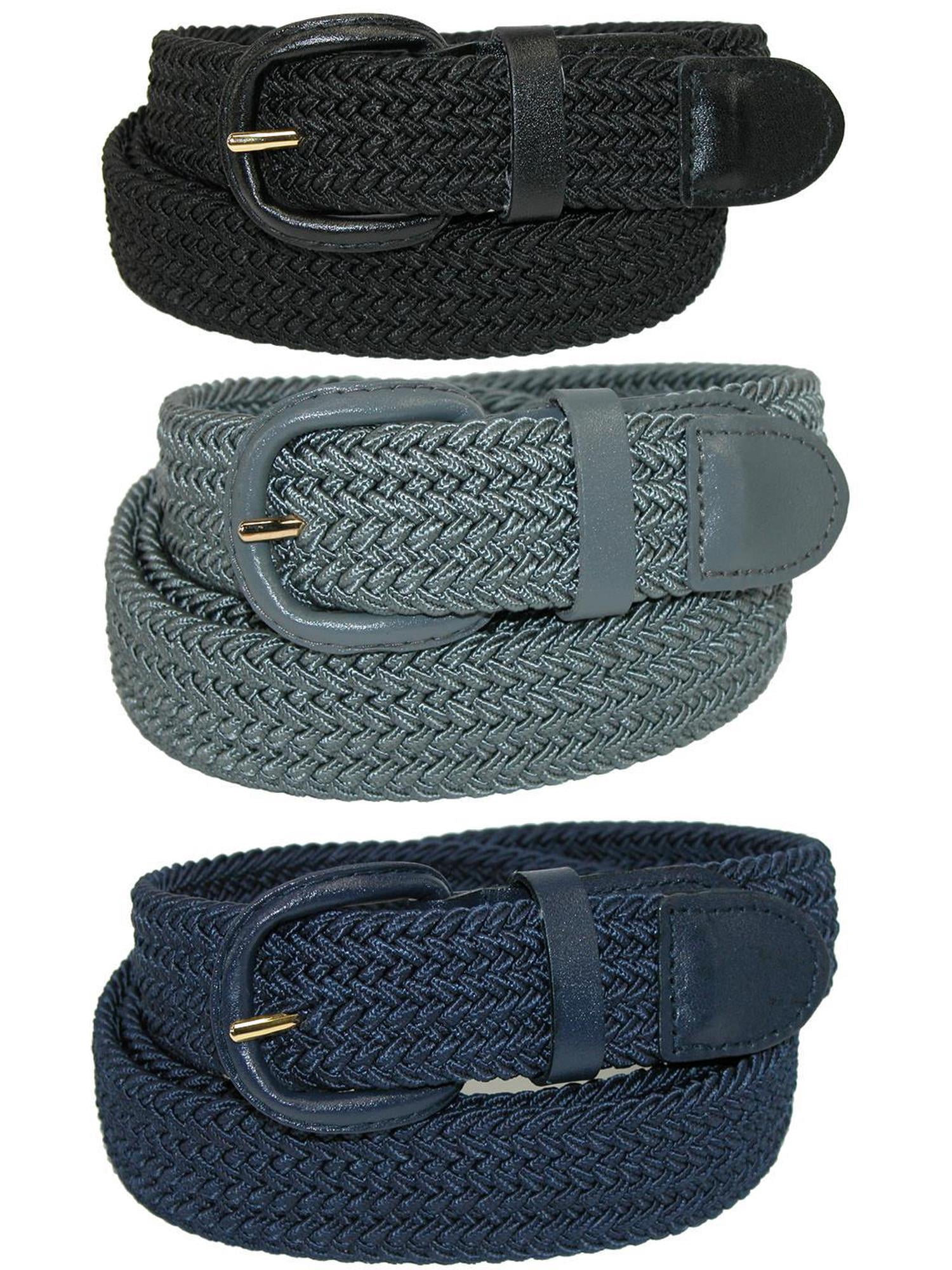 CTM®  Elastic Braided Stretch Belt (Pack of 3 Colors) (Men's)