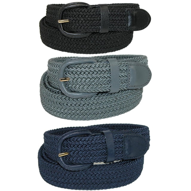 CTM® Ceinture Tressée Élastique Extensible (Lot de 3 Couleurs) (pour Hommes)