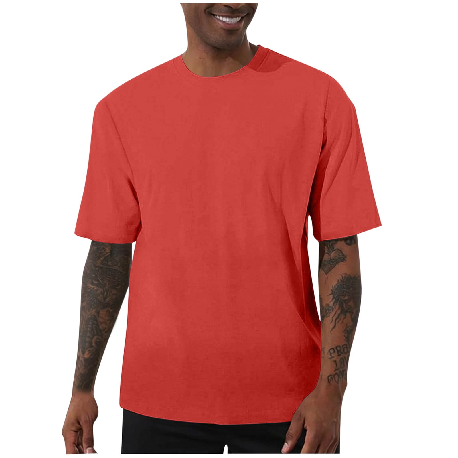 cfhntfmh Men's T Shirts Big and Tall Short Sleeve Casual Crew Neck T-Shirt Soft Loose Comfy Tee Classic Plain Shirts
