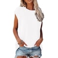 thumbnail image 2 of T-shirt Décontracté pour Femmes, Uni, Col Rond, Coupe Ample, Manches Courtes, Chandail à Enfiler, 2 of 9