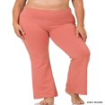 thumbnail image 3 of CHUANK Womens & Plus Stretch Cotton Fold-Over High Waist Bootcut Workout Flared Yoga Pants, 3 of 5