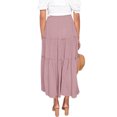 thumbnail image 3 of LUXUR Jupe Midi Évasée pour Femmes, à Volants, Fluide, Taille Haute, Rose, TG, 3 of 4