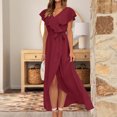 thumbnail image 1 of SMihono Robes d'Été Bohémiennes Femmes Grande Taille Mode Femmes Été Décontracté Col en V Bandage Manches Courtes Robe Imprimée Florale, 1 of 8