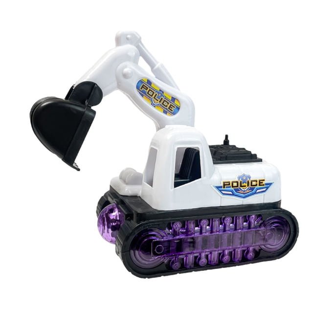 Jouet Éducatif pour Enfants, Modèle d'Excavatrice Simulée Lumineuse Universelle Blanche