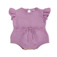 thumbnail image 1 of Newborn Infant Baby Girl Jumpsuit Solid Color Ruffle Sleeveless Knit Drawstring Romper Clothes Purple 12-18 Months, 1 of 7