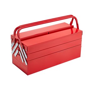 KFFKFF Boîte à outils en métal, 18-inch, 3-Tier 5-Tray Organisateur pliable de poitrine à outil portable avec poignée & Trou de verrouillage, acier enduit de poudre