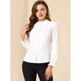thumbnail image 3 of INSPIRE CHIC Blouse Haut à Col Montant à Volants Boutonné à Manches Longues pour Femme P Blanc, 3 of 6