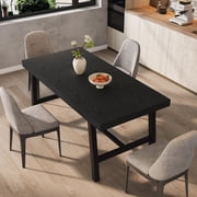 AKDSteel  63" Rustic Wood Dining Table, Long Industrial Rectangle Kitchen Table with Black Metal Legs, Seats 4–6 for Dining Room or Living Area