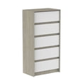 thumbnail image 1 of Boobeyeh Alex Commode à 5 Tiroirs Blanc Gris – Commode pour Enfants et Bébés Canada, 1 of 6