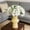 White #4, variant on Artificial Trumpet Flower Stems | 6 Realistic Fabric Blooms for Vase Arrangements | Home Office Wedding Table Decor | 19.29 Inch Faux Floral Centerpiece