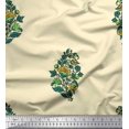 thumbnail image 1 of Soimoi Polyester Crepe Fabric Leaves & Floral Block Print Sewing Fabric Yard 52 Inch Wide, 1 of 3