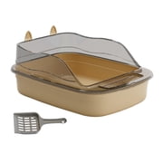 Tachiuwa Cat Litter Box Cat Sand Basin with High Side Cat Litter Container Durable Splash brown