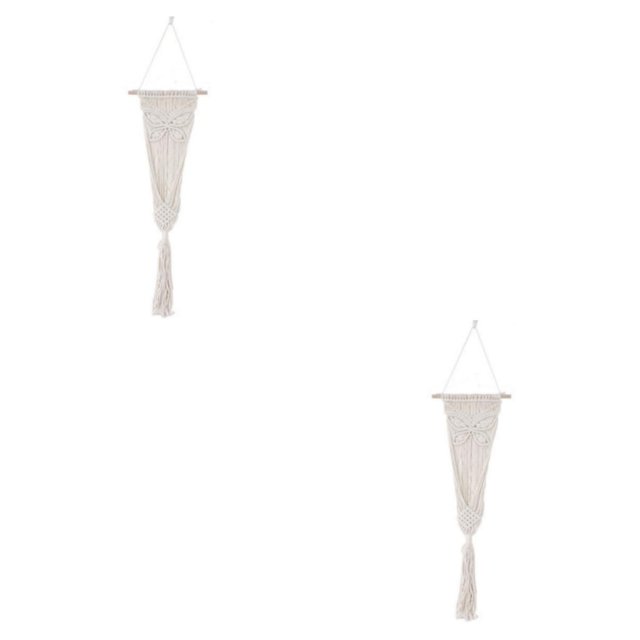 Thinsony Lightweight And Portable Macrame Planter Wall Hanging Basket Versatile Solution white 22-3 2Set