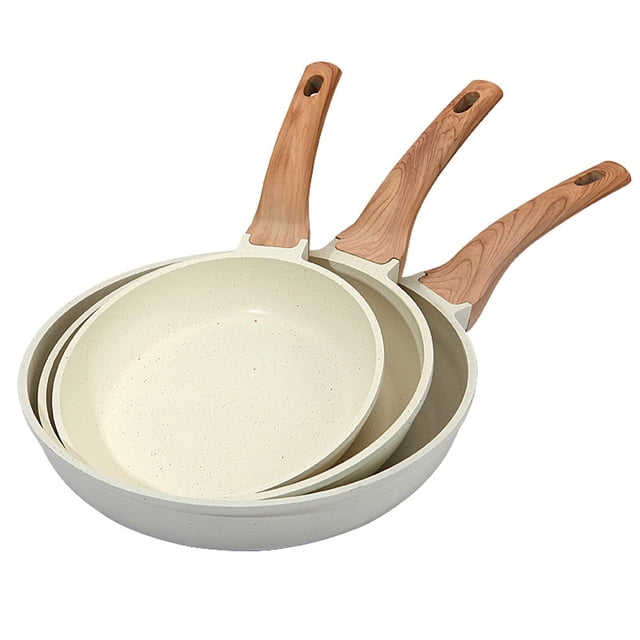 WMQPNNS New Trending Nonstick Frying Pan Skillets White Ceramic Coating Omelette Pans Cookware Pan of Intentionally Ptfe & Pfas (9.5+11+12.5 Inch) Todays Deals Clearance Sale