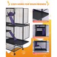thumbnail image 4 of Cage pour Petits Animaux à Plusieurs Niveaux avec Rampe et Tablette de Rangement, Habitat en Métal pour Furets pour Hamster Chinchilla Lapin Cochon d'Inde Hérisson, Plateau Amovible et Roulettes, 4 of 9