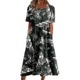 thumbnail image 2 of DPTALR Women Summer Printing Causal Round Neck Short Sleeve Vacation Pockets Dress, 2 of 5