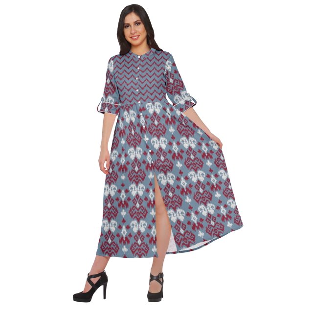 Moomaya Robe Kurti Longue à Manches Courtes Imprimée, Tunique Ligne A, Haut Indien pour Femmes