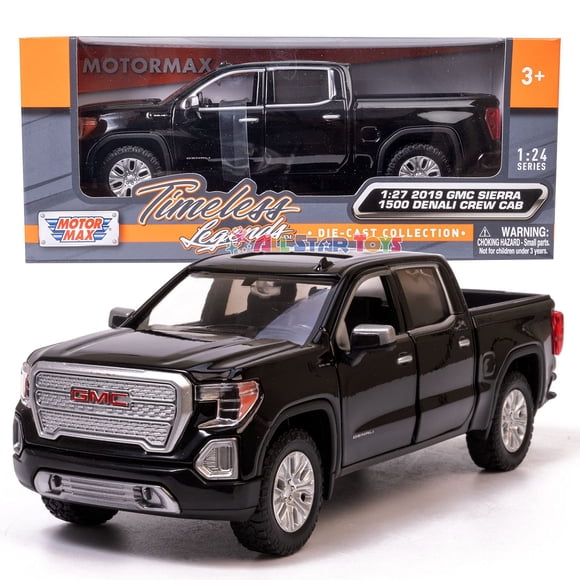 Motor Max 2019 GMC Sierra 1500 Denali Crew Cab Pickup Truck, Black 79362BK - 1/27 Scale Diecast Model Toy Car,unisex-children