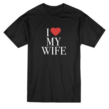 T-shirt Noir pour Homme à Motif « J'aime Ma Femme » pour la Journée des Épouses