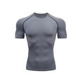 thumbnail image 1 of Daeful T-shirt de Sport pour Homme à Col Rond, Chandails de Compression, Course, Manches Courtes, Évacuation de l'Humidité, Hauts d'Été, Gris, G, 1 of 3