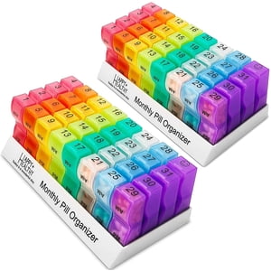 MEDca Monthly Pill Organizer (Pack of 2) AM/PM, 32-Day Daily Organizer